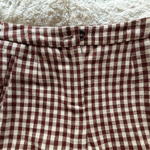 Sezane Martin Crop Trousers Brown Gingham/ Ecru - Size 8 - Picture 4 of 5